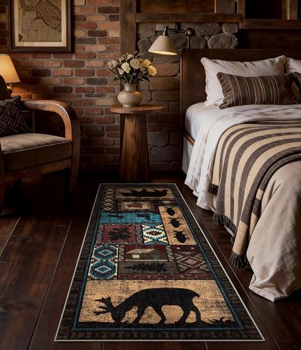 YIHOUSE Washable Rustic Cabin Runner Rug 2x6 Hallway - color: Brown, size: 2'x6' (Runner)