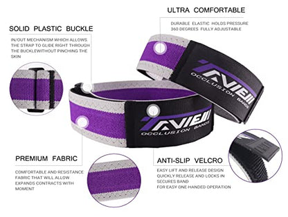 Occlusion Bands for Women Glutes & Hip Building, Blood Flow Restriction Bands BFR Bundle Booty Bands, Best Fabric Resistance Bands for Exercising Your Butt, Squat, Thigh, Fitness - color: Purple/Grey