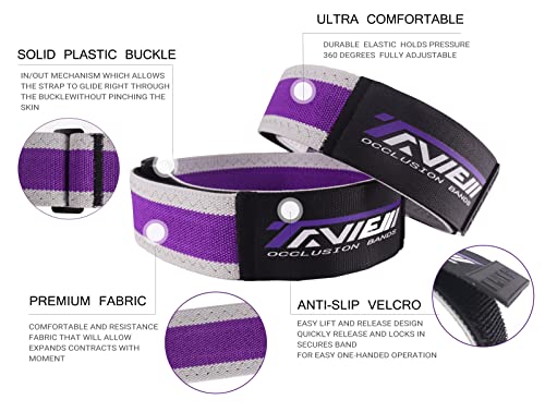 Occlusion Bands for Women Glutes & Hip Building, Blood Flow Restriction Bands BFR Bundle Booty Bands, Best Fabric Resistance Bands for Exercising Your Butt, Squat, Thigh, Fitness - color: Purple/Grey
