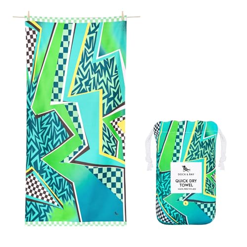 Dock & Bay Kid's Towel - Quick Dry, Sand Free - Compact, Lightweight - 100% Recycled - Includes Bag - Tide Skater - Large (160x90cm, 63x35) - color: Tide Skater, size: Large (160x90cm, 63x35")