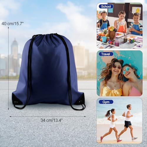 KUUQA 12Pcs Navy Blue Drawstring Backpack Bags - color: Navy Blue