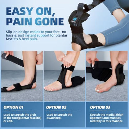 comness Foot and Calf Stretcher-Stretching Strap For Plantar Fasciitis, Heel Spurs, Foot Drop, Achilles Tendonitis & Hamstring. Yoga Foot & Leg Stretch Strap. (Black) - color: Black