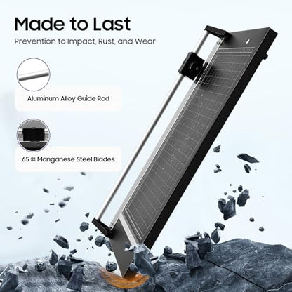 Rotary Paper Trimmer, 24" Cut Width Professional Paper Cutter, Efficient & Multi-Angle Cutting, Heavy Duty Paper Cutter for Photo Paper, Film, Art Paper Jam, 65# Manganese Steel
