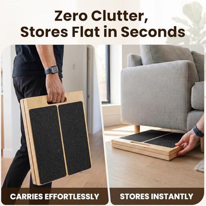 Adjustable Wooden Slant Board, Portable Incline Board for Calf Stretching, Squats, Pilates & PT, Heel, Ankle, Knee, Foot, Leg Relief