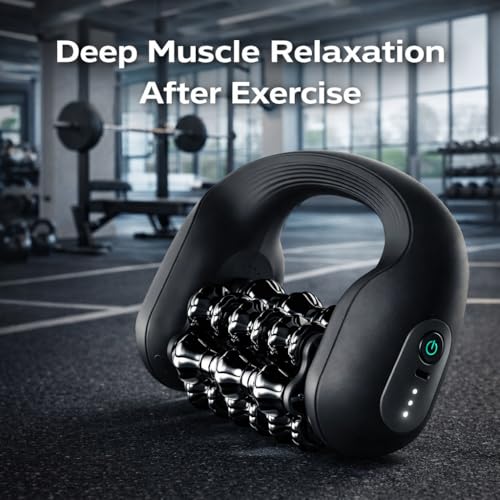 Electric Muscle Roller for Post-Workout Recovery, Deep Rolling Massager | For Legs, Calves, Back & Neck, Handheld Powered Rolling Tool, Rechargeable, 3 Speed Fitness Recovery