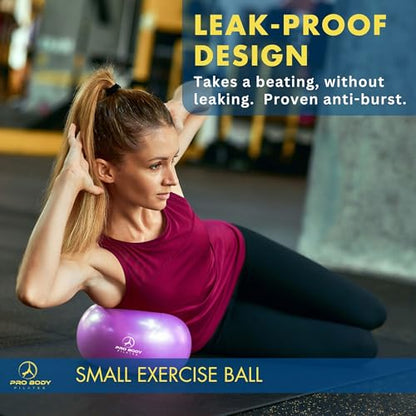 ProBody Pilates Ball Small with Pump - 9 Inch Small Exercise Ball - color: Purple