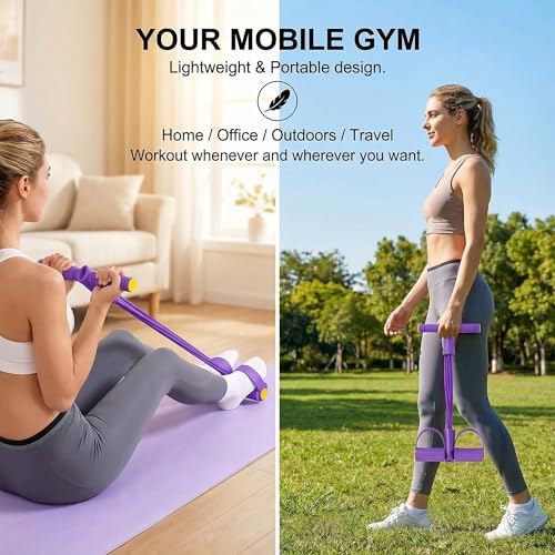 Pedal Resistance Band with Handle, 6-Tube Foot Pedal & Ankle Puller Exercise Band for Full Body Workout, Multifunction Home Gym Equipment for Arms, Legs, Abdomen, Waist Training