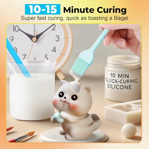 JDiction Brush-On Silicone Mold Making Kit, 10-15 Minutes Fast Cure Silicone Rubber, 20OZ Super Elastic Liquid Mold Making Silicone for Casting Resin Molds & Silicone Molds - size: 20oz
