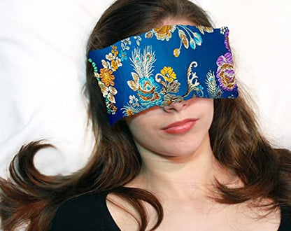 Handmade Luxe Serenity Eye Pillow - All-Natural Flaxseed - Unscented or Lavender Scented – Weighted Eye Mask for Yoga, Meditation, Hot & Cold Therapy - color: Floral Turquise, style: UNSCENTED
