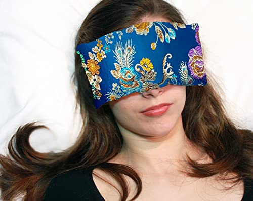 Handmade Luxe Serenity Eye Pillow - All-Natural Flaxseed - Unscented or Lavender Scented – Weighted Eye Mask for Yoga, Meditation, Hot & Cold Therapy - color: Floral Turquise, style: UNSCENTED