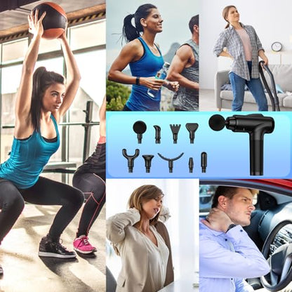 OLsky Massage Gun Deep Tissue 30 Speeds 9 Attachments Handheld (Black) | Electric Muscle Massager, High-intensity Percussion, Massage Device for Pain Relief, Quiet and Powerful, Ideal for Recovery - color: Black