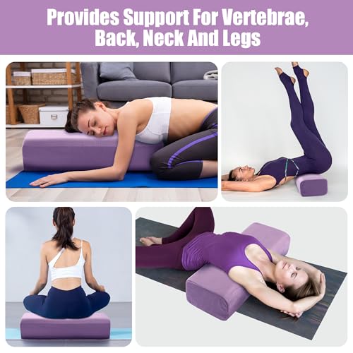 MABOZOO Yoga Bolster Pillow, Triple-Layer Sponge Rectangular Yoga Bolster with Carry Handle Meditation Pillow with Washable Cover for Restorative, Meditation - color: Purple