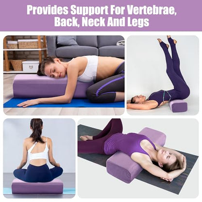 MABOZOO Yoga Bolster Pillow, Triple-Layer Sponge Rectangular Yoga Bolster with Carry Handle Meditation Pillow with Washable Cover for Restorative, Meditation - color: Purple