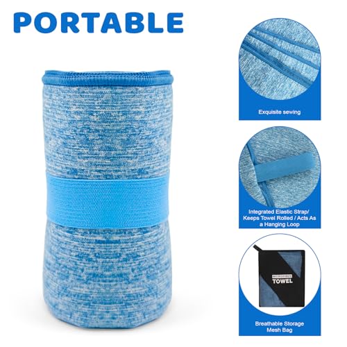 2 Pack Camping Towel S Microfiber Quick Dry Lightweight Towels for Travel Beach Hiking Swimming Pool Backpacking Hot Yoga(Blue, 2 Pack S(15.5X31 Inch) - color: Blue, size: 2 Pack S(15.5X30 Inch