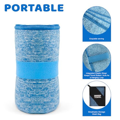 2 Pack Camping Towel S Microfiber Quick Dry Lightweight Towels for Travel Beach Hiking Swimming Pool Backpacking Hot Yoga(Blue, 2 Pack S(15.5X31 Inch) - color: Blue, size: 2 Pack S(15.5X30 Inch