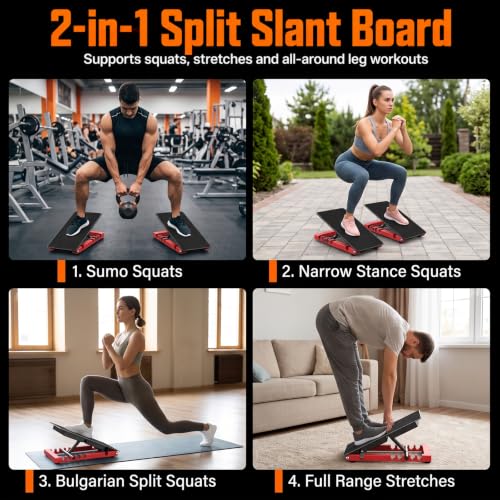 Slant Board for Calf Stretching, Steel Squat Wedge for Home Gym