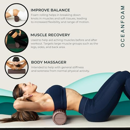 Oceanfoam Tidal Roller - Espresso - Muscle Massage Foam Roller for Back Pain & Stretching - Firm and Ergonomic Wide Wave Textured - Yoga, Athletics, & Wellness - Full Size, 20" x 5" - color: Espresso