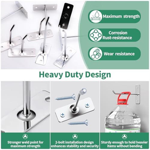 40 Pcs 8"/20CM Stainless Steel Wall Mounted Hooks with Protective Caps and Screws, Coat Bag Hat Utility Hook, Garage Tools Storage Organizer & Hanger for Office Kitchen Home Shop - size: 8" / 20cm