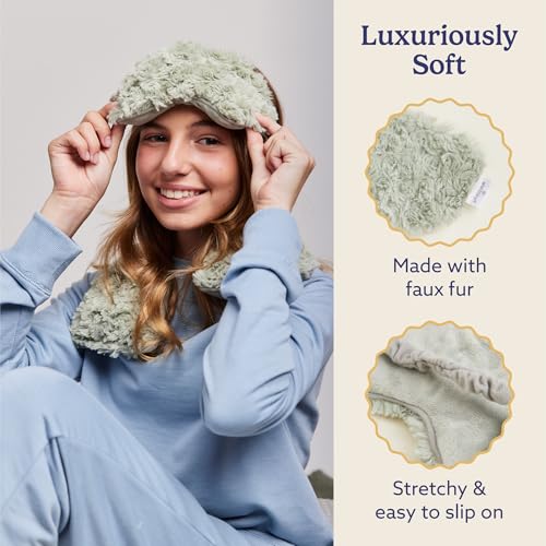 warmies Microwavable Eye Mask, Weighted Sleep Mask, Curly Sage Green - color: Curly Sage Green