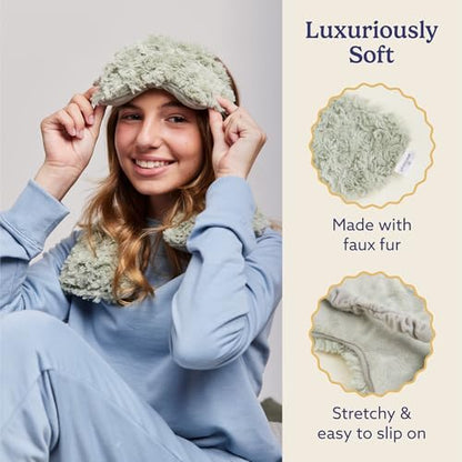 warmies Microwavable Eye Mask, Weighted Sleep Mask, Curly Sage Green - color: Curly Sage Green