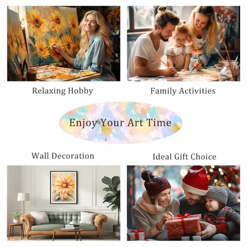 Natuyalo Paint by Numbers for Adults - DIY Adult Paint by Number Kits Painting on Canvas Lotus Painting by Numbers for Beginners, Plant Art Craft Kits for Adults (16x20 Inch) - color: ART-08