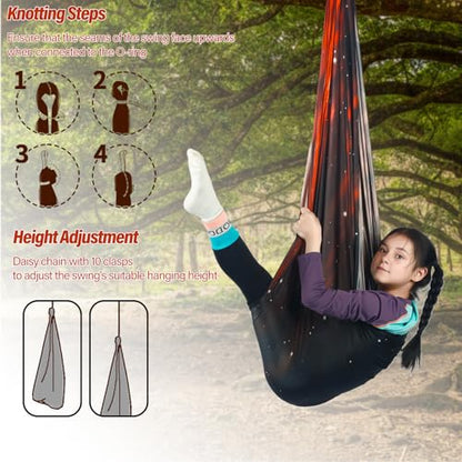 Sensory Swing for Kids Holds 300lbs Therapy Cuddle Hammock Chair - color: Space Brown