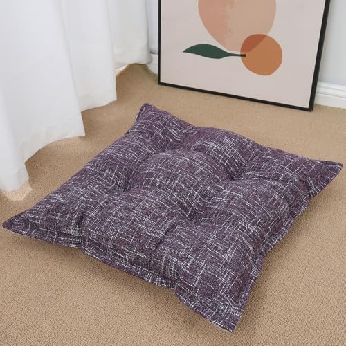 SINSOSSO Large Floor Pillow 22", Thickened Bite-Size Memory Foam Square Non-Slip Cushion for Office Back Support/Indoor Yoga/Chair Seat, Fashionable Color-Blocked Fabric & Washable, Purple, 1 PCS - color: Purple