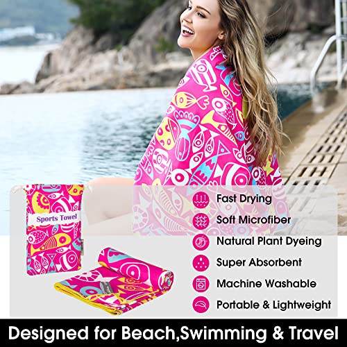 4Monster Quick Dry Beach Towel, Ultra Absorbent Microfiber Travel Towel, Lightweight & Compact for Beach, Swimming, Camping, Pool, Water Sports & Yoga - color: 03cherry Red, size: 63.00" x 31.50"