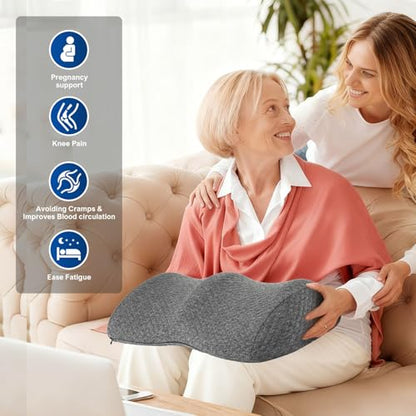 Ergonomic Knee-contouring Wedge Pillow for Back Sleeping, Memory Foam Bolster Leg Pillow for Muscle Relaxation, Sleep Improvement, Knee Support, Leg Elevation, Skin-friendly Air-Layer Fiber(Dark Grey)