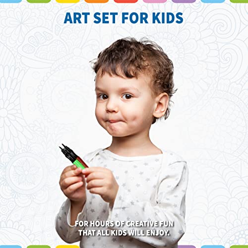 Kits For Kids: Creative Coloring - 50 Coloring Pages, 8 Bursh Tip Markers & 6 Gel Ink Pens, Included Frame, Coloring Activity Art Set, Kids Ages 8+
