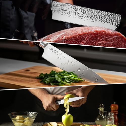 imarku 3 Pieces Knife set, Japanese HC Stainless Steel Kitchen Knife Set, Professional Chef Knife Set With Ergonomic Pakkawood Handle, Ultra Sharp Knives Set for Kitchen & Home Cooking, Best Gifts - color: Red-brown