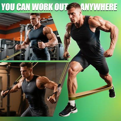 WHATAFIT Resistance Bands with Handles, 5-Level Exercise Bands for Workout - color: Green 16PCS