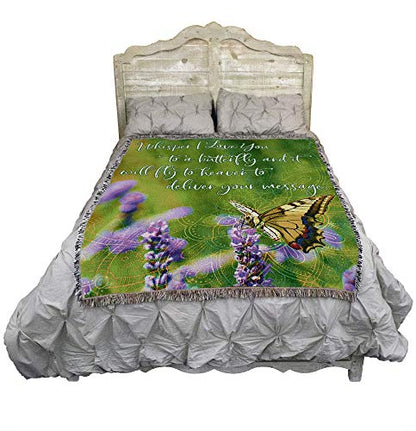 Pure Country Weavers Whisper I Love You to A Butterfly Blanket - Sympathy Bereavement Gift Tapestry Throw Woven from Cotton - Made in the USA (72x54) - color: Butterfly, size: 72" x 54"