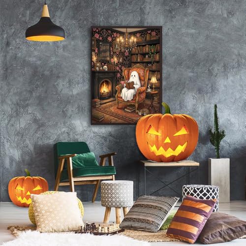 pchmcu Paint by Numbers Halloween for Adults, Acrylic Oil Painting by Numbers Kits for Beginner with Paintbrushes Brushes Art Crafts Canvas for Home Decor 16x20 inch - color: MT22979