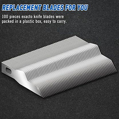 DIYSELF 100 Pack Exacto Knife Blades #16, Carbon Steel Precision Blades | High carbon steel hobby knife refills and precision craft knife blades for scrapbooking, stencils and detailed cutting - style: #16