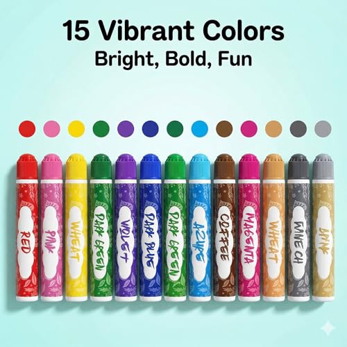 Colourcolor 15 Colors Dot Markers, Washable Markers Pens for Toddlers, Bingo Daubers Supplies Kids Preschool Children, Non Toxic Water-Based Art Drawing Paint - color: 15 Colors