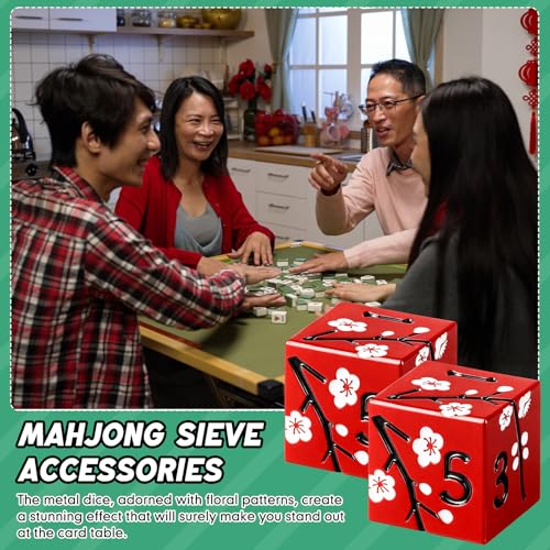 2 Pcs Mahjong Dice Metal, Classic, Red | D6 Mah Jong Dice,Standard Size Mahjong Dice, Durable Material, Replacement for Lost Dice, Board Game Mahjong Supplies - color: Red, size: Classic