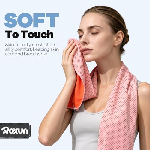 ROXUN Cooling Towels, 4 Pack (40''x12'') Chilly Ice Rags for Neck and Face - color: Dark Gray+grayish Blue+pink+green