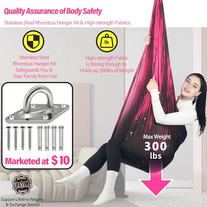 Sensory Swing for Kids Holds 300lbs Therapy Cuddle Hammock Chair - color: Space Pink