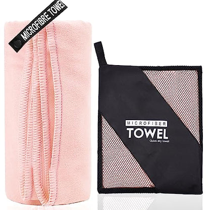 Microfiber Travel Towel, Quick Dry Camping & Gym Towel. Compact - color: Pink, size: XL:30"×60"