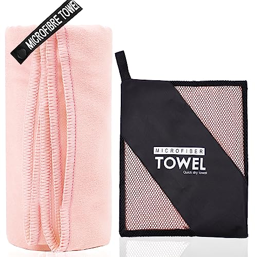 Microfiber Travel Towel, Quick Dry Camping & Gym Towel. Compact | Super Absorbent,Fast Drying,Lightweight,Soft,Suitable for Camping,Backpack,Gym,Swim, Yoga,Hiking - color: Pink, size: S:16"×32"