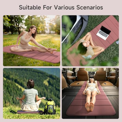 12-Fold POE Yoga Mat 75x26x0.4 Inches | Non-Slip, Compact, Workout-Friendly for Yoga, Pilates, Strength Training & Meditation - color: Pink+Navy Blue