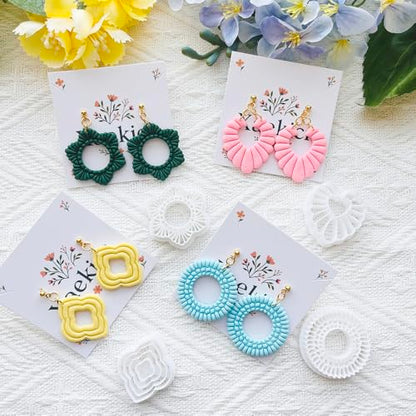 Geometric Pattern Polymer Clay Cutters Set – Molds and Clay Cutters for Polymer Clay, Clay Earring Tools - color: D color