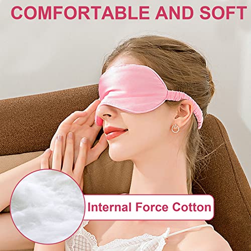 IEKEODI 2 Pack Silk Sleep Masks, Light Blocking Eye Masks, Black & Pink | Silky Soft Feel, Light Blocking Design, Gentle Elastic Fit, Breathable Comfort for Sleep, Travel and Naps - color: Black+pink