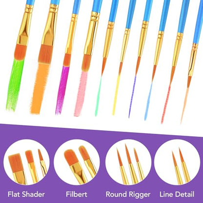 AROIC Acrylic Paint Brush Set, 36pack/360pcs Nylon Hair Paint Brushes | Oil Painting Rock Body Painting, Artist Amateur Craft Paint Brushes Supplies, Children Adult Painting Small Paint Brush Set - size: 360pcs-blue