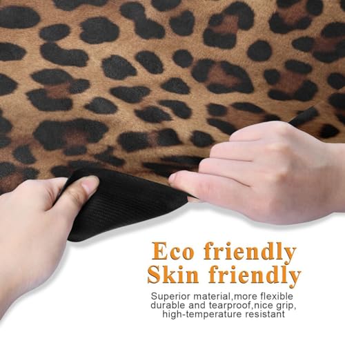 Leopard Print Yoga Mat Non Slip Natural Rubber Fitness Exercise Mat for Home Workout Gym Stretching Pilates Mats with Carrying Bag 71" x 26"