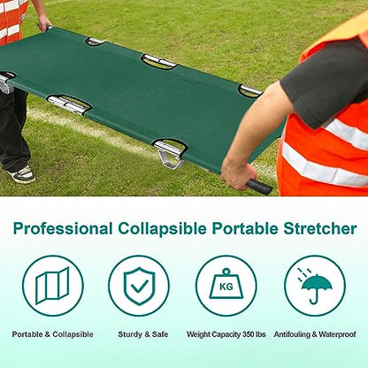 Folding Stretcher for Medical Emergency Heavy Duty Handles - color: Green