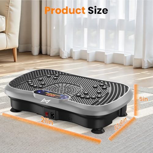 AXV Vibration Plate Fitness Platform Exercise Machine Body Vibrating Board | Curved Design Powerful 200W Bluetooth Oscillating Shake Plate for Lymphatic Drainage Recovery Whole Body Toning With Handles - color: BT.PRO.SILVER