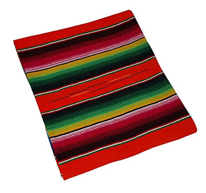 Sanyork Orange Sarape Style Falsa Blanket Classic Mexican Serape Mat Throw Hand Woven