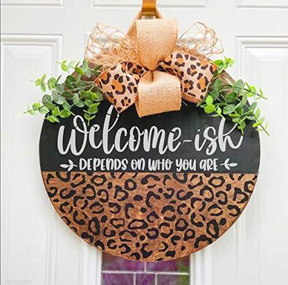 Welcome Stencils for Painting on Wood Welcome Sign Stencil 12" | Reusable Cheetah Print Pattern Stencil for Crafts Round Door Hanger - style: Daily 12p